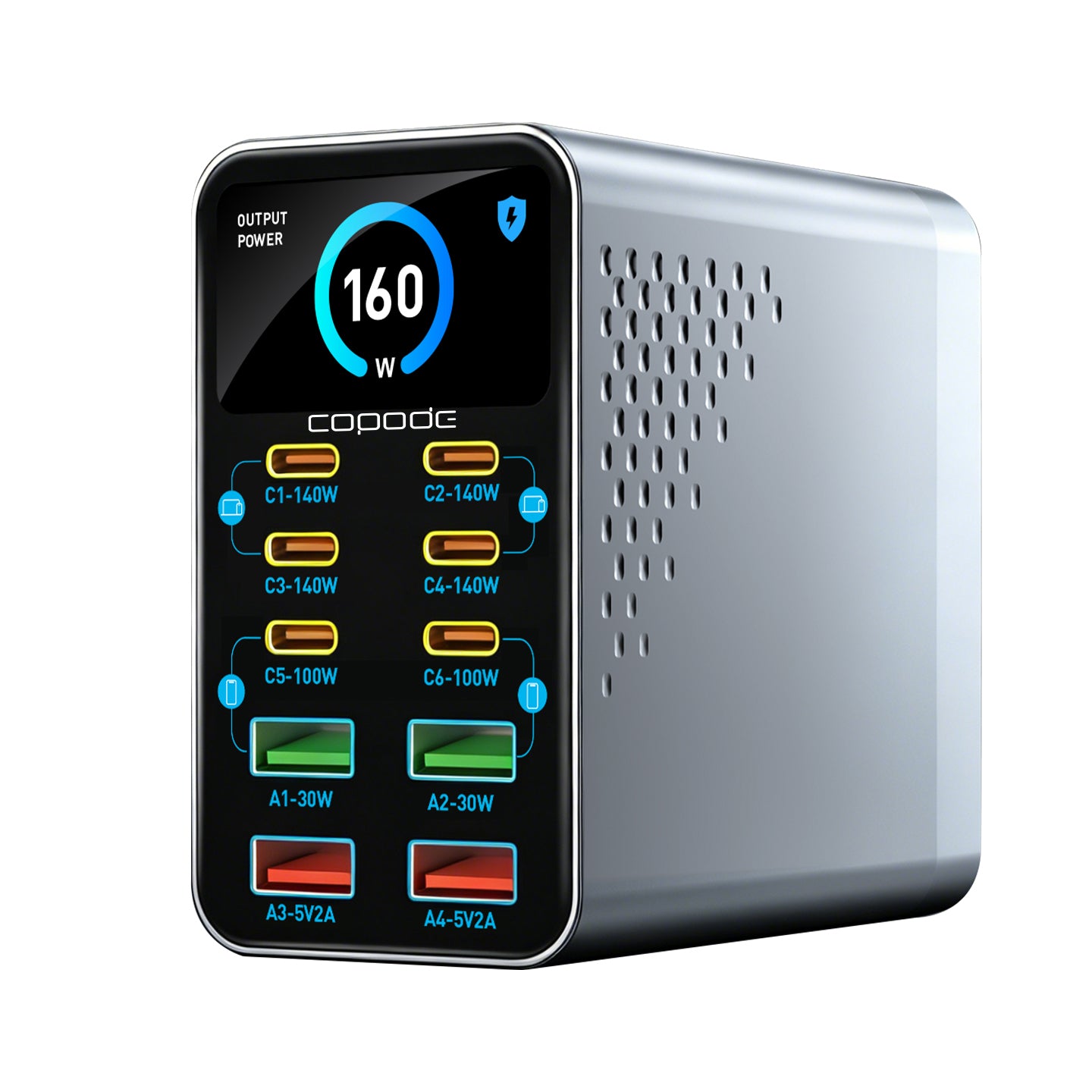 Copode 10-in-1 GaN USB-C Desktop Charging Station PD+QC Digital Display Fast Charger