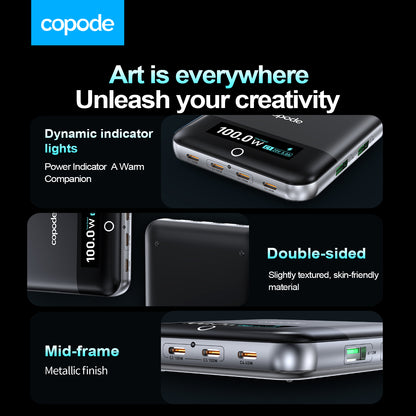 Copode 6-Port GaN Desktop Charging Station 100W PD PPS Digital Display USB Type-C Fast Charging
