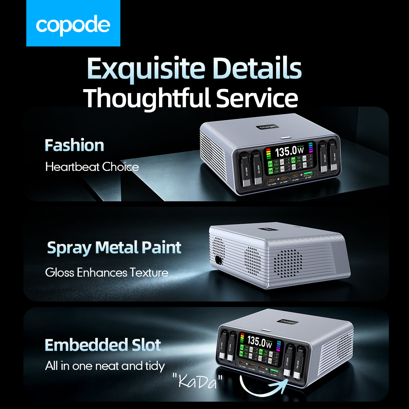 Copode 140W Multi-Port Charger with 4 Pull-Out Fast Charging Ports
